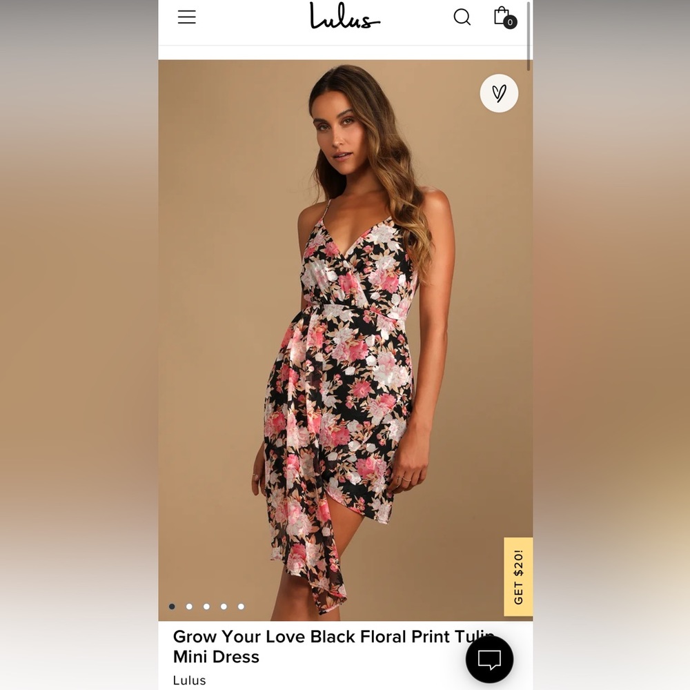 Lulu’s Grow Your Love Black Floral Print Tulip Mini Dress